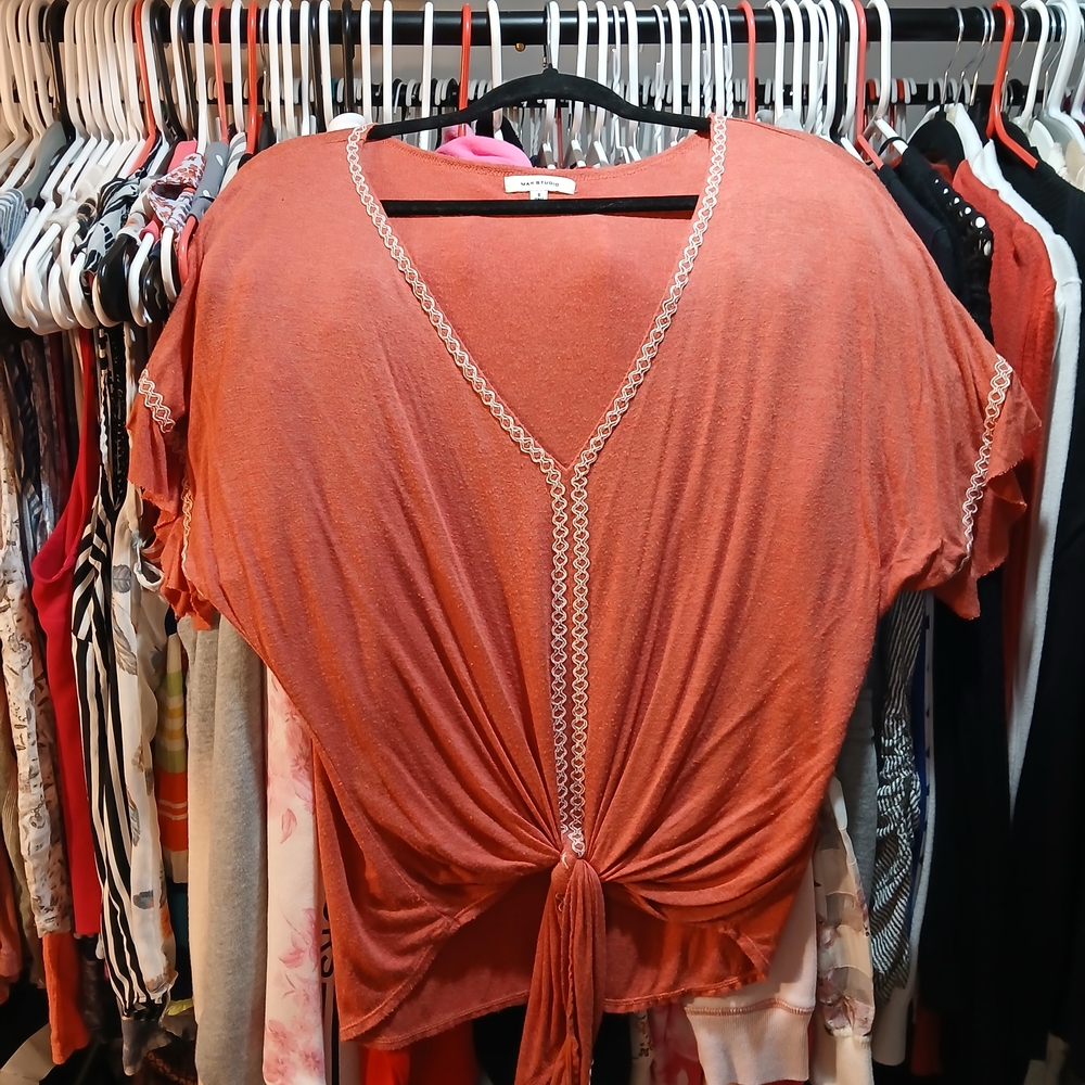 3 For $15 Max Studio Terracotta Tie-Front Blouse